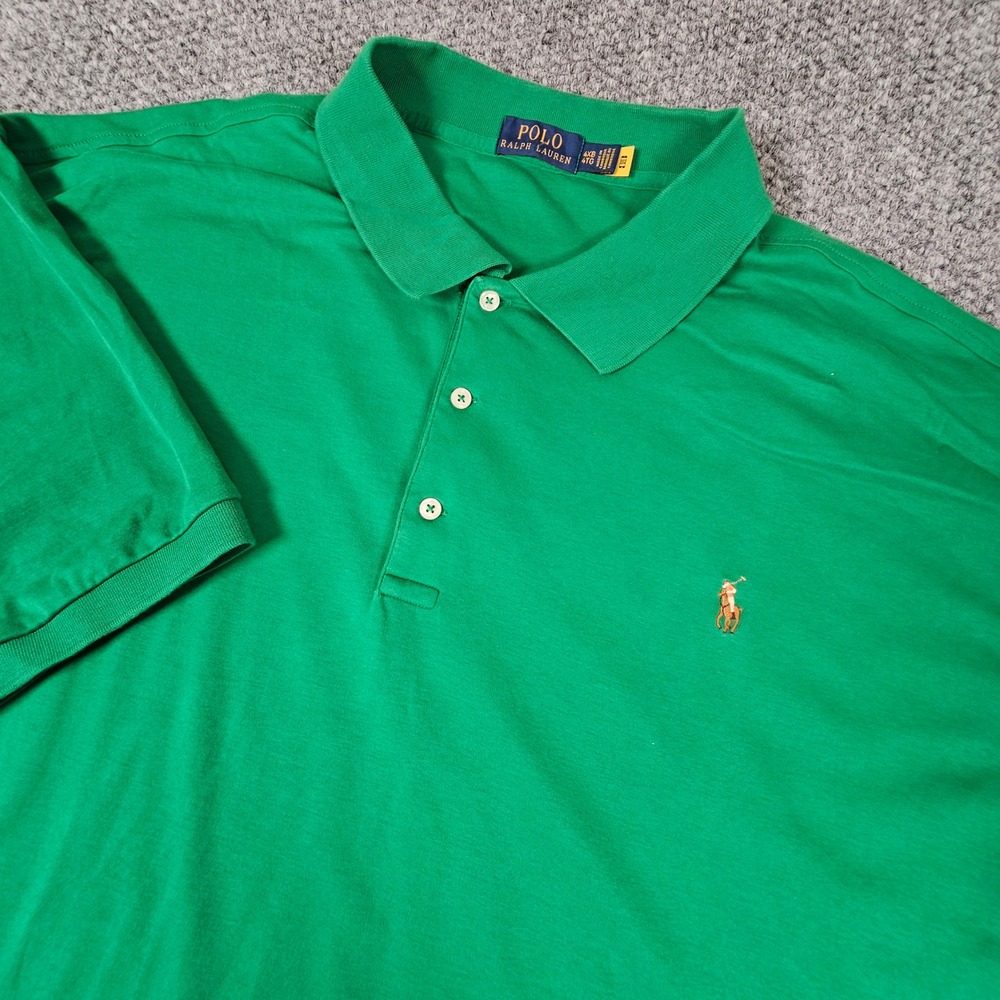 Polo Ralph Lauren Mens Green Short Sleeve Polo Shirt Big & Tall 4XB 4TG Cotton